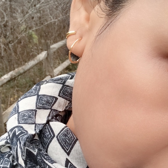 Naya 18K Gold Layered Silver Huggie Hoop Earrings - Picture 4 of 11